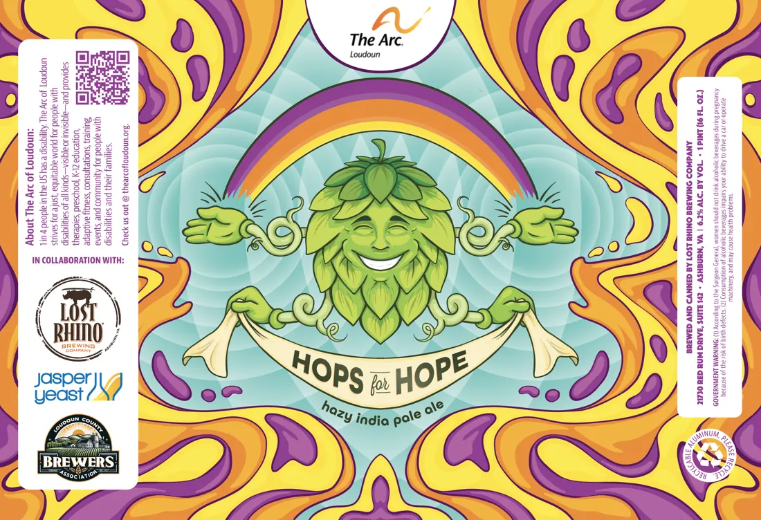 Hops for Hope hazy IPA can label